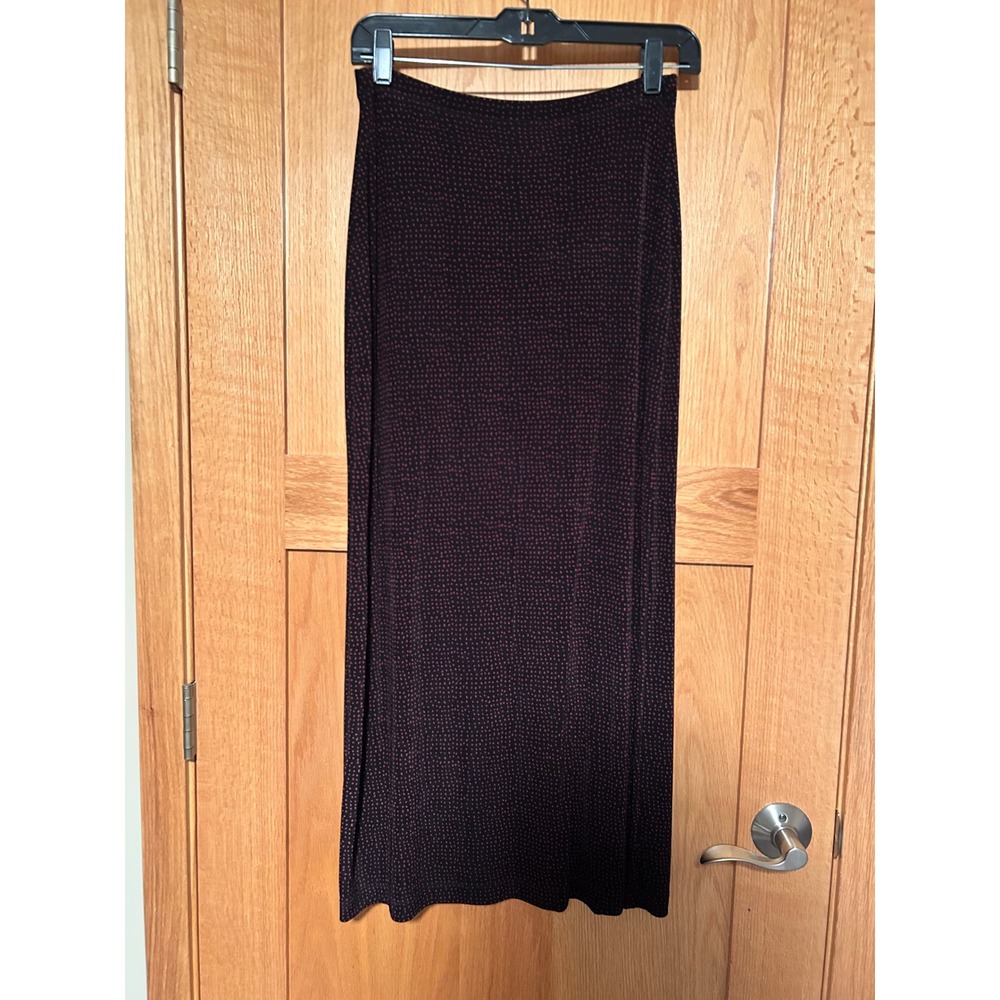 Vintage Y2K Linden Hill Womens Black Red Micro Dot Maxi Skirt Size Small Stretch
